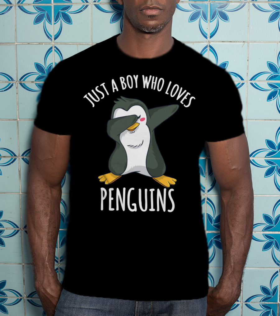 Just A Boy Who Loves Penguins Cute Penguin Dab Gesture T-Shirt