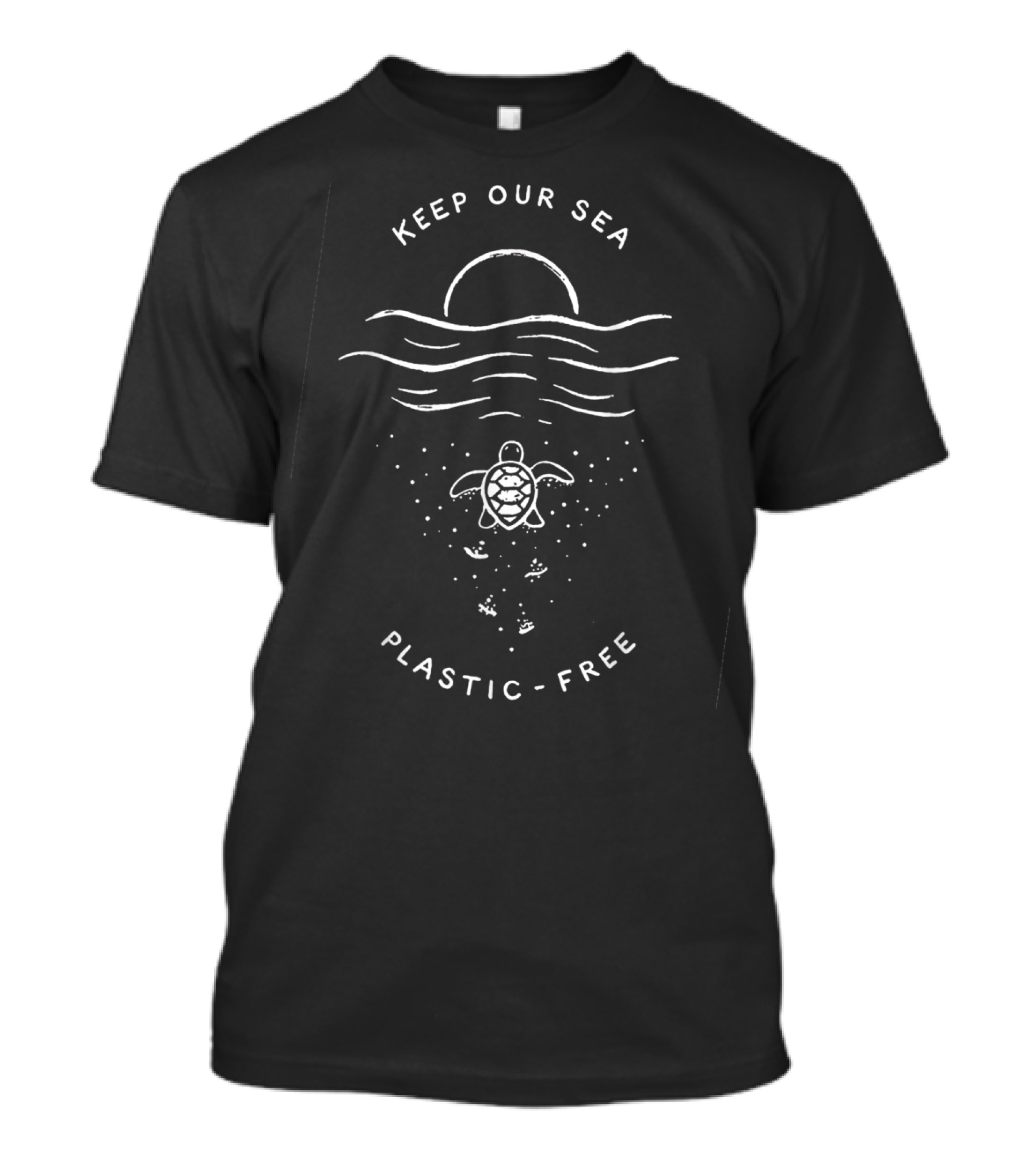 Keep Our Sea Plastic Free Turtle Ocean Waves Sun Eco T-Shirt
