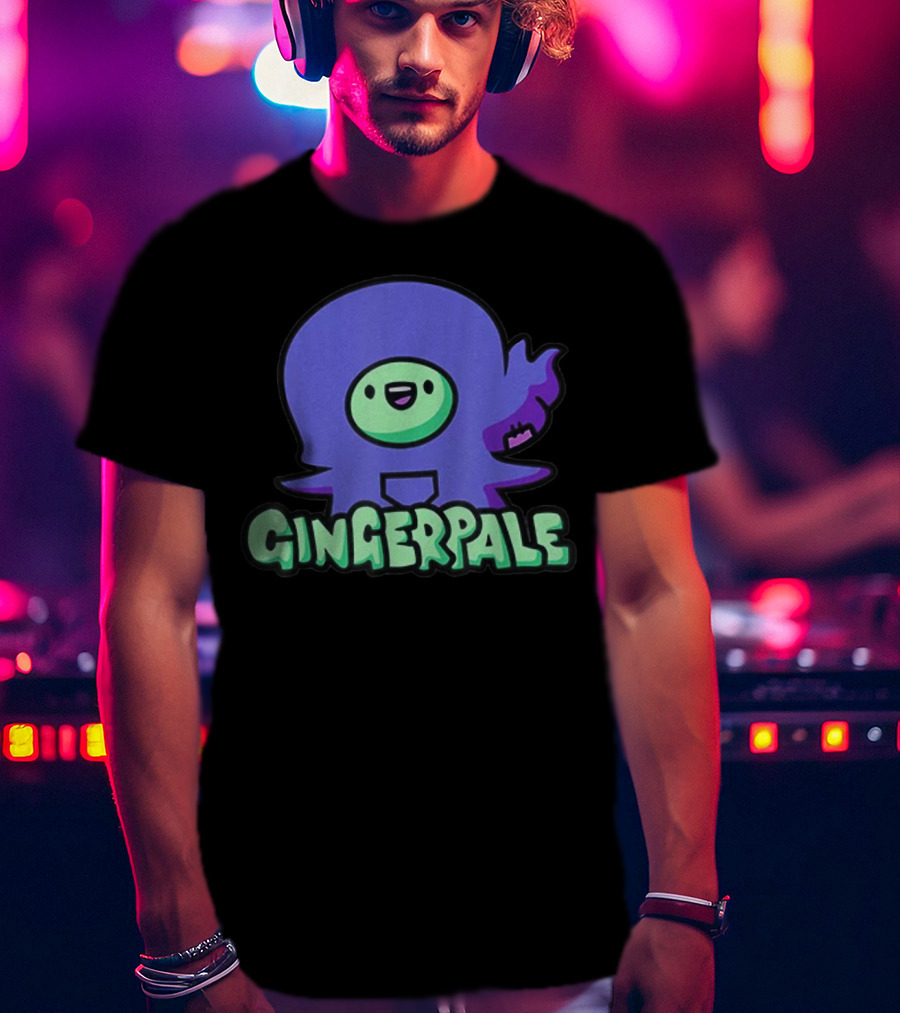 Gingerpale Cute Character With Purple And Green T-Shirt