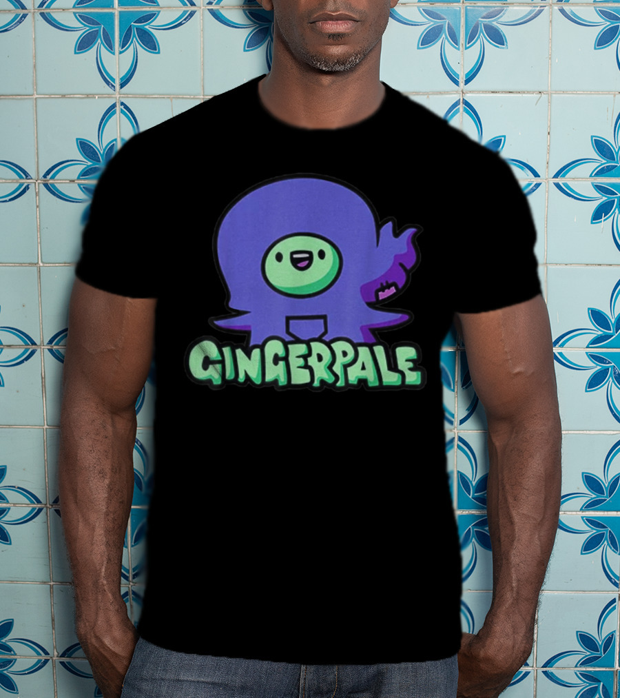 Gingerpale Cute Character With Purple And Green T-Shirt