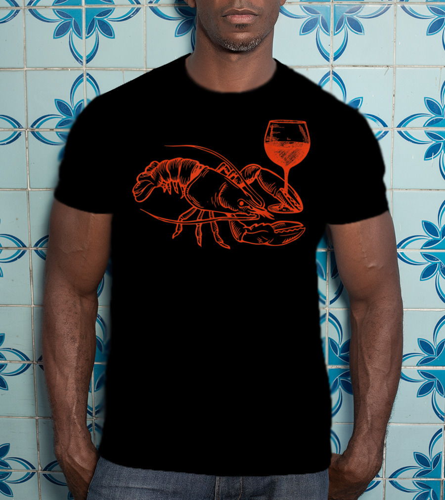 Lobster Wine Drinking Funny Summer Vacation T-Shirt