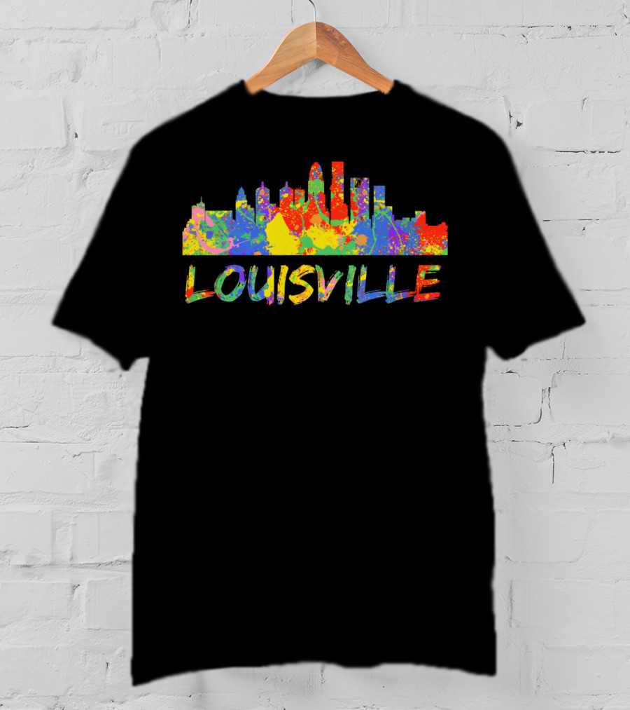 Louisville Rainbow Skyline Colorful Cityscape T-Shirt
