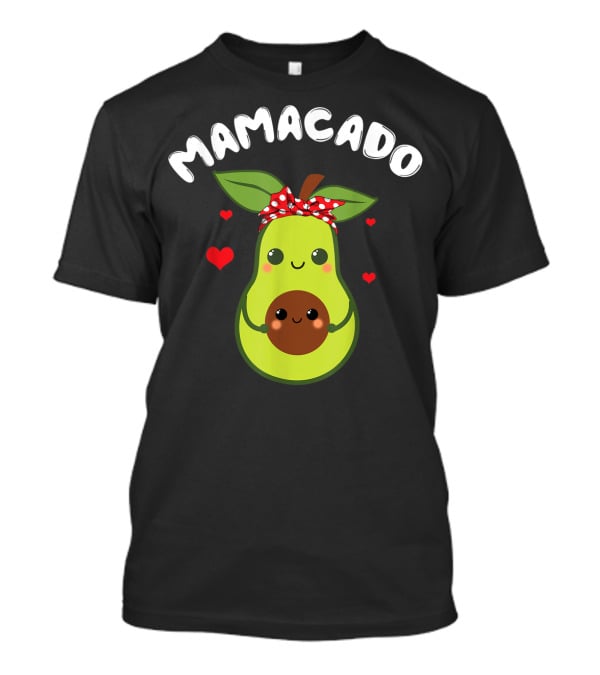 Mamacado Cute Avocado Pregnant With Hearts And Polka Dot Bow T-Shirt
