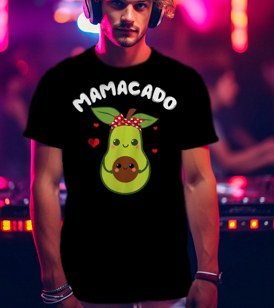 Mamacado Cute Avocado Pregnant With Hearts And Polka Dot Bow T-Shirt