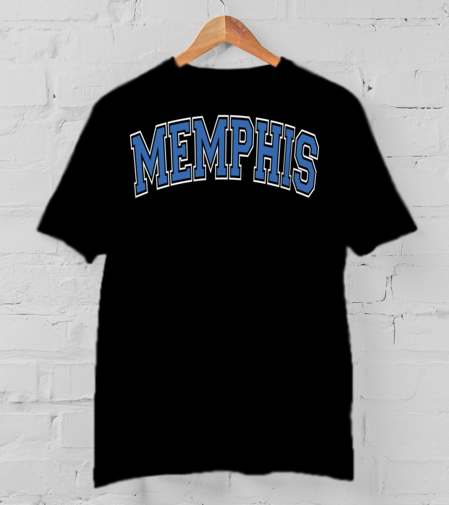 Memphis Varsity Arch Blue Letters T-Shirt