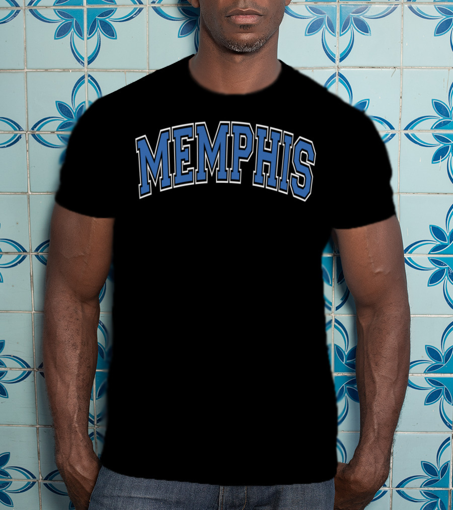 Memphis Varsity Arch Blue Letters T-Shirt