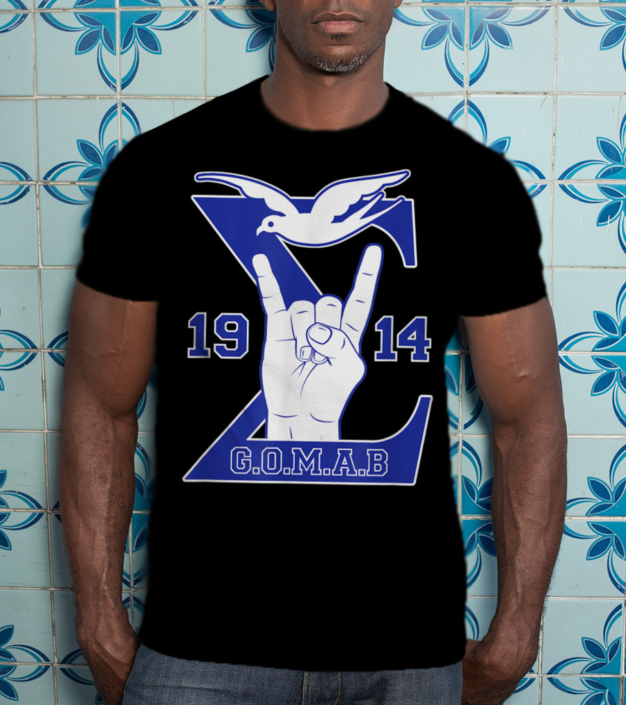 1914 Sigma Dove Hand Sign G.O.M.A.B Blue T-Shirt