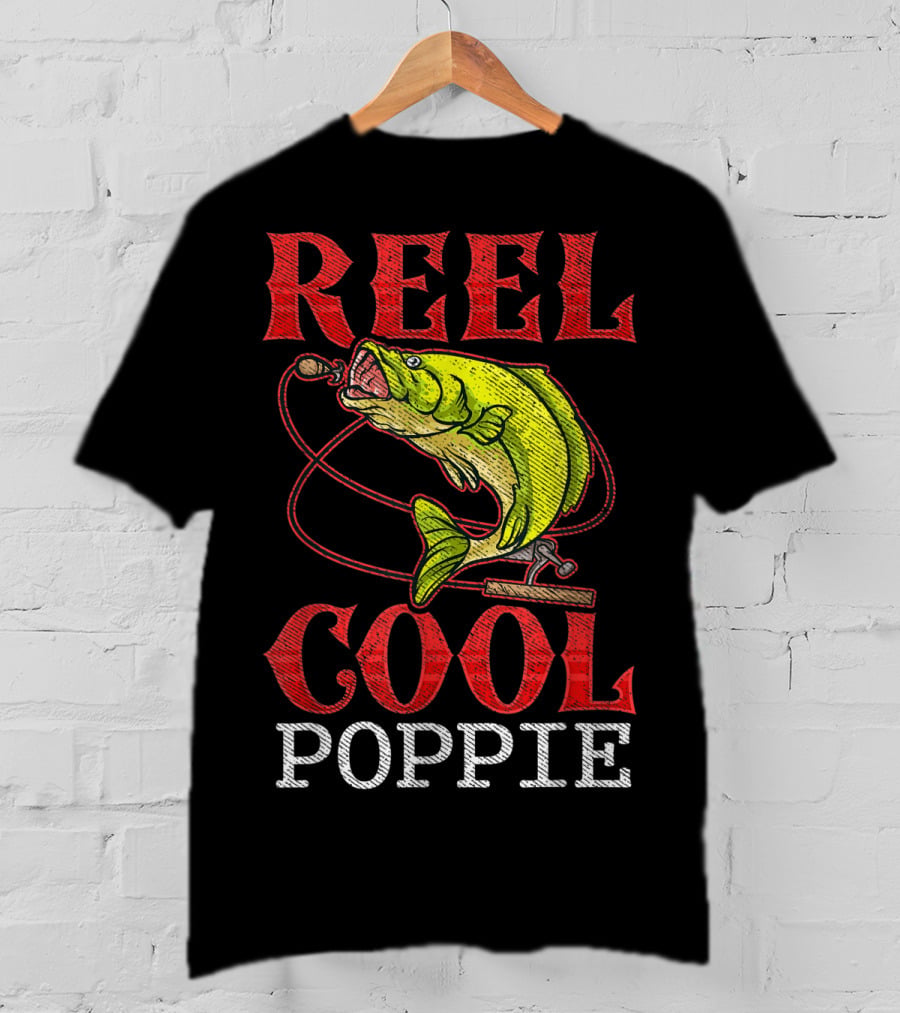 Reel Cool Poppie Fishing Lover Bass Jumping Rod T-Shirt