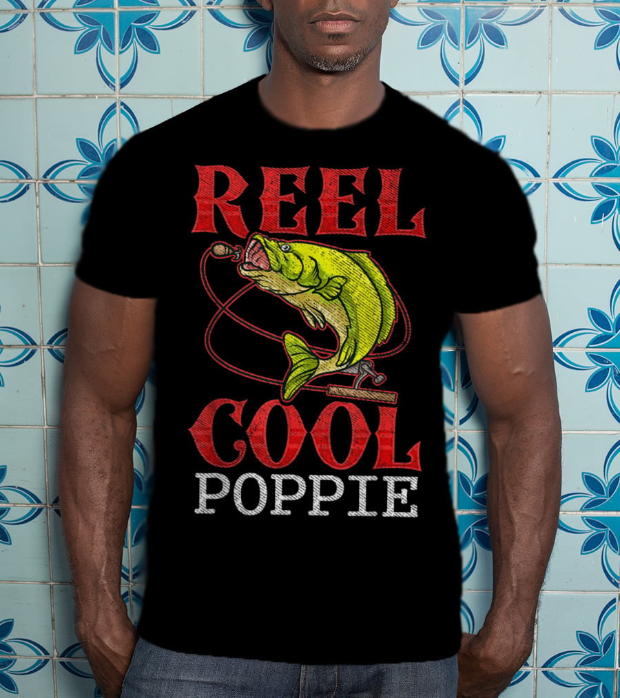 Reel Cool Poppie Fishing Lover Bass Jumping Rod T-Shirt