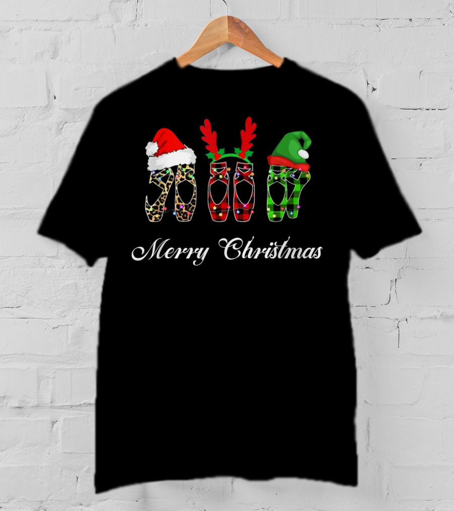 Merry Christmas Ballet With Holiday Shoes And Accessories T-Shirt