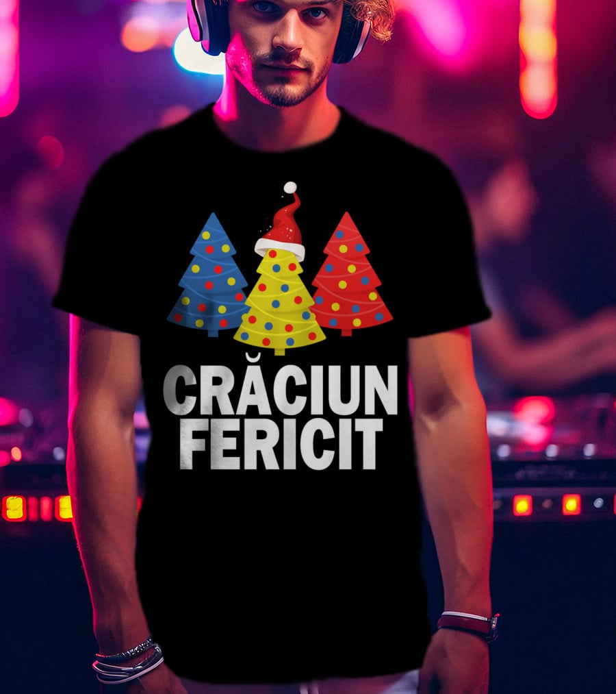 Crăciun Fericit Merry Christmas Romanian Trees Romania Lovers T-Shirt