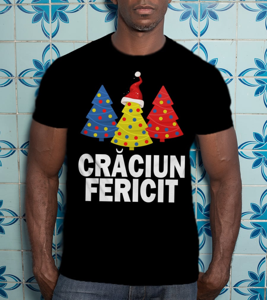 Crăciun Fericit Merry Christmas Romanian Trees Romania Lovers T-Shirt
