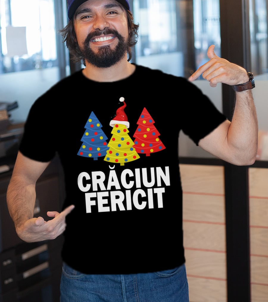 Crăciun Fericit Merry Christmas Romanian Trees Romania Lovers T-Shirt