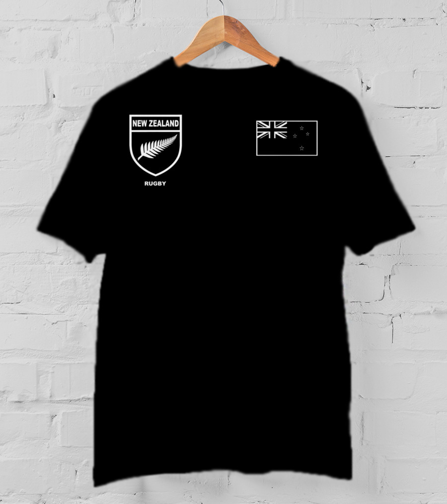 New Zealand Rugby Silver Fern Black Union Flag T-Shirt