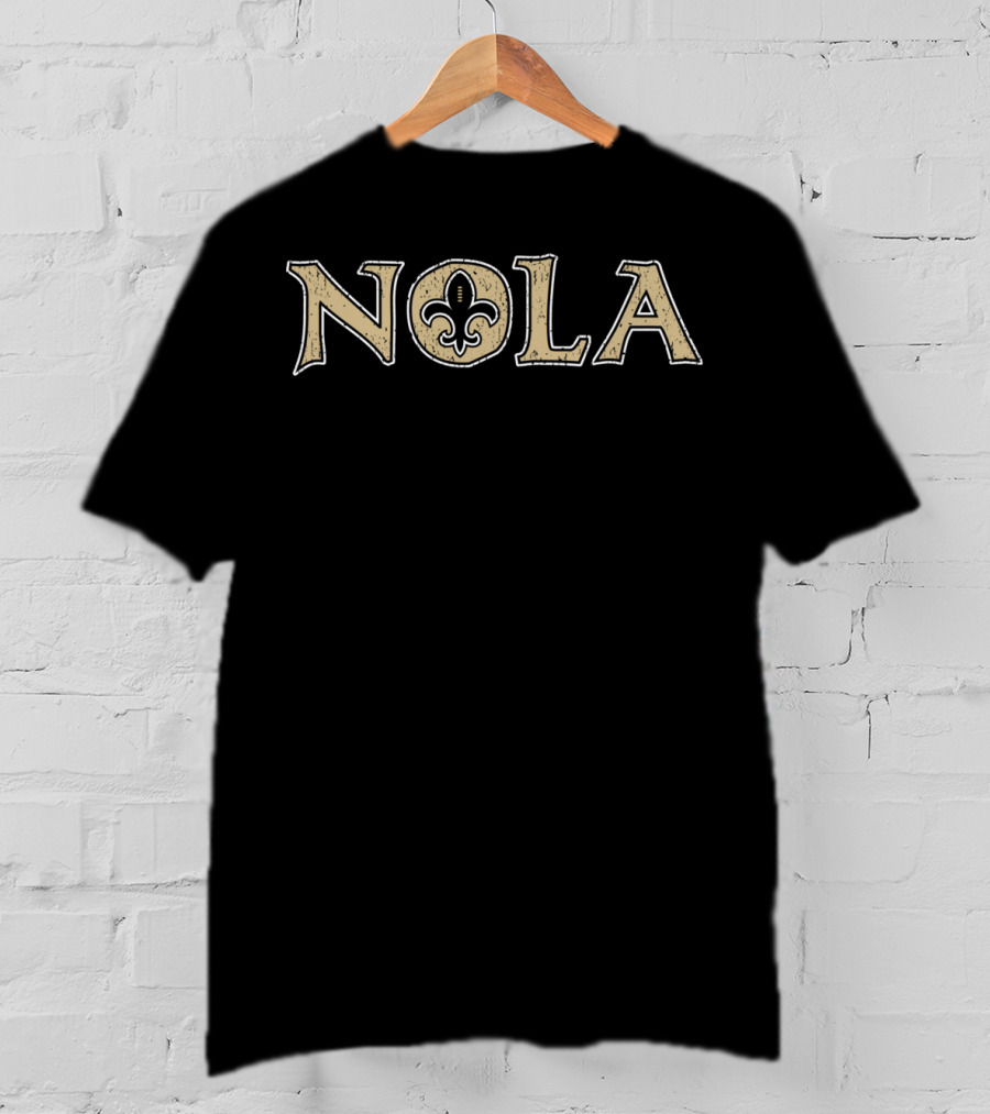 Nola New Orleans Fleur-de-Lis Football Vintage Louisiana T-Shirt