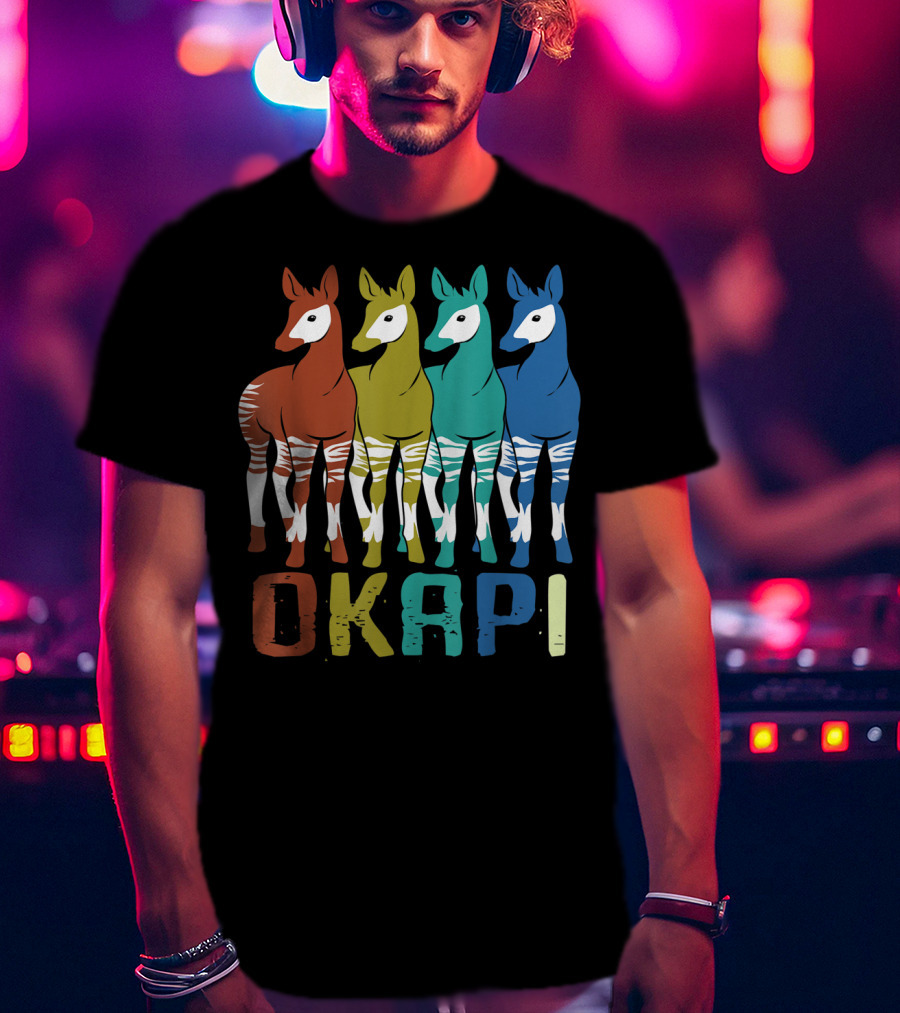 Okapi Family Colorful Okapi Flock T-Shirt