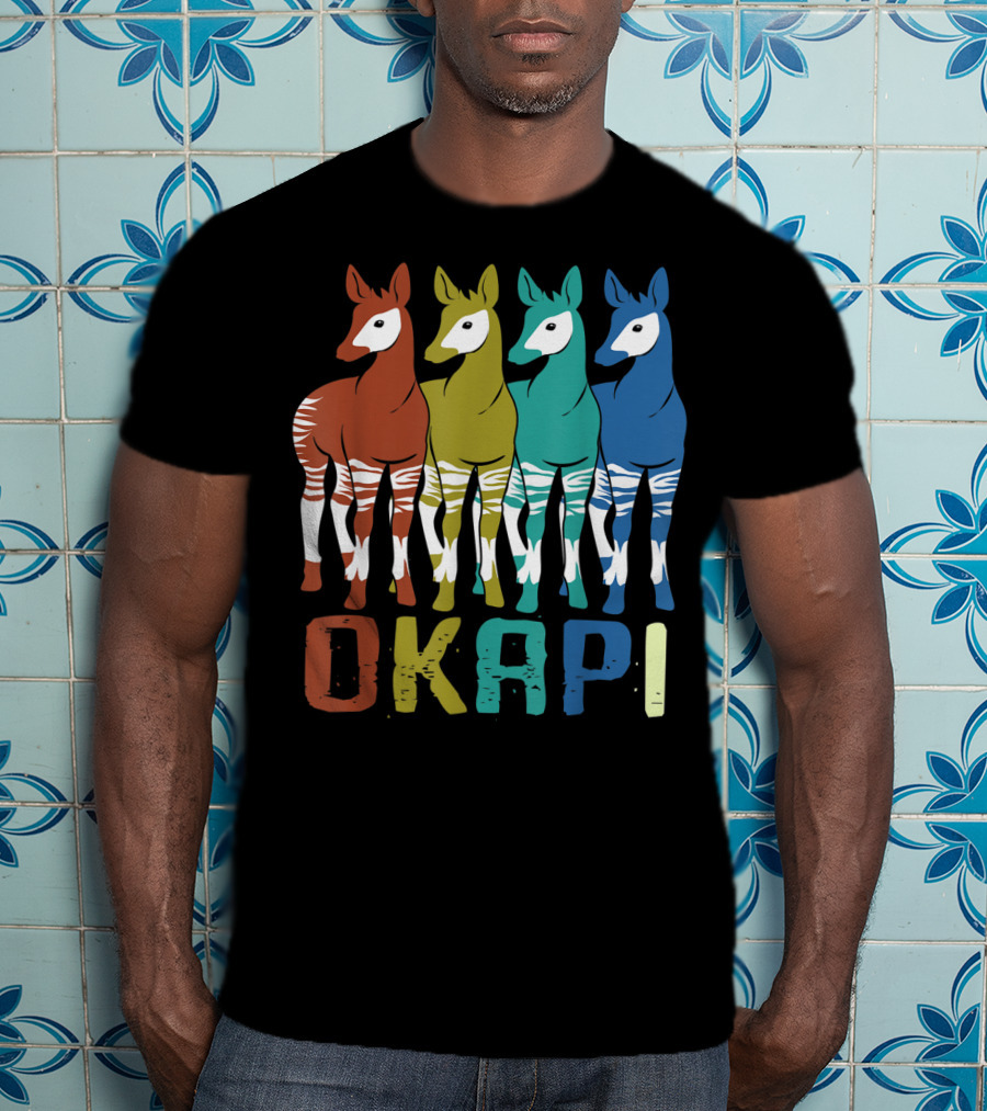 Okapi Family Colorful Okapi Flock T-Shirt