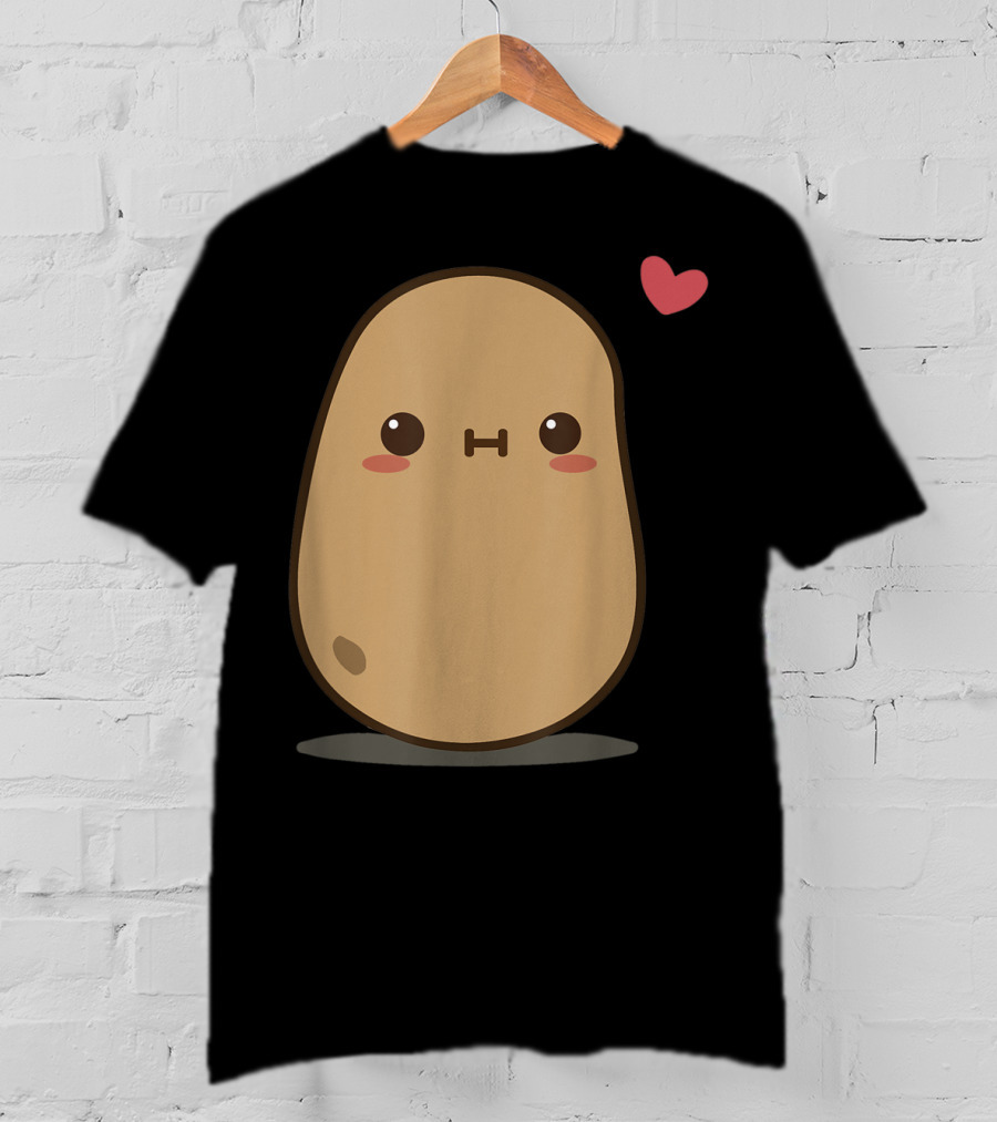 Potato Love Heart Cute Kawaii Character With Heart Balloon T-Shirt
