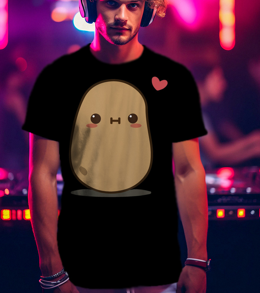 Potato Love Heart Cute Kawaii Character With Heart Balloon T-Shirt