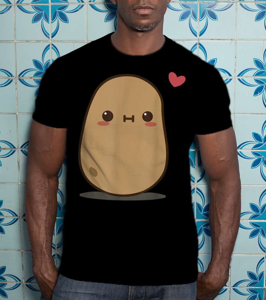 Potato Love Heart Cute Kawaii Character With Heart Balloon T-Shirt
