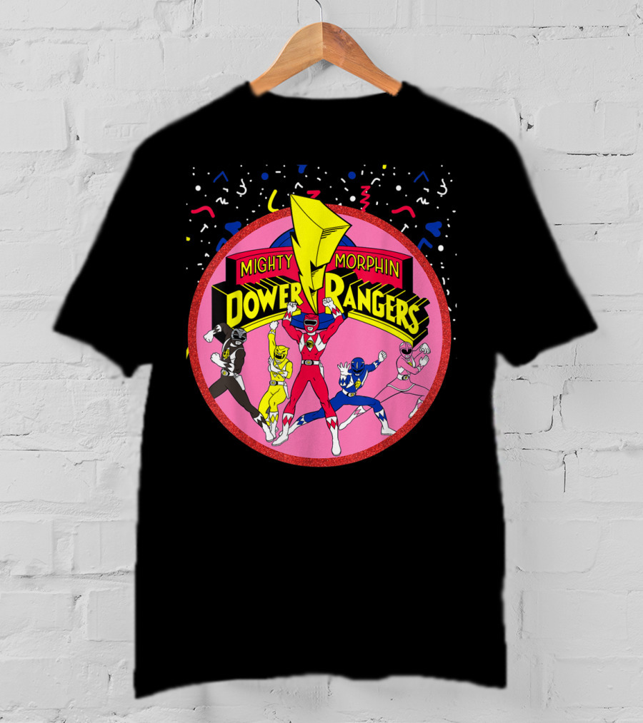 Mighty Morphin Power Rangers Pink Circle With Group T-Shirt