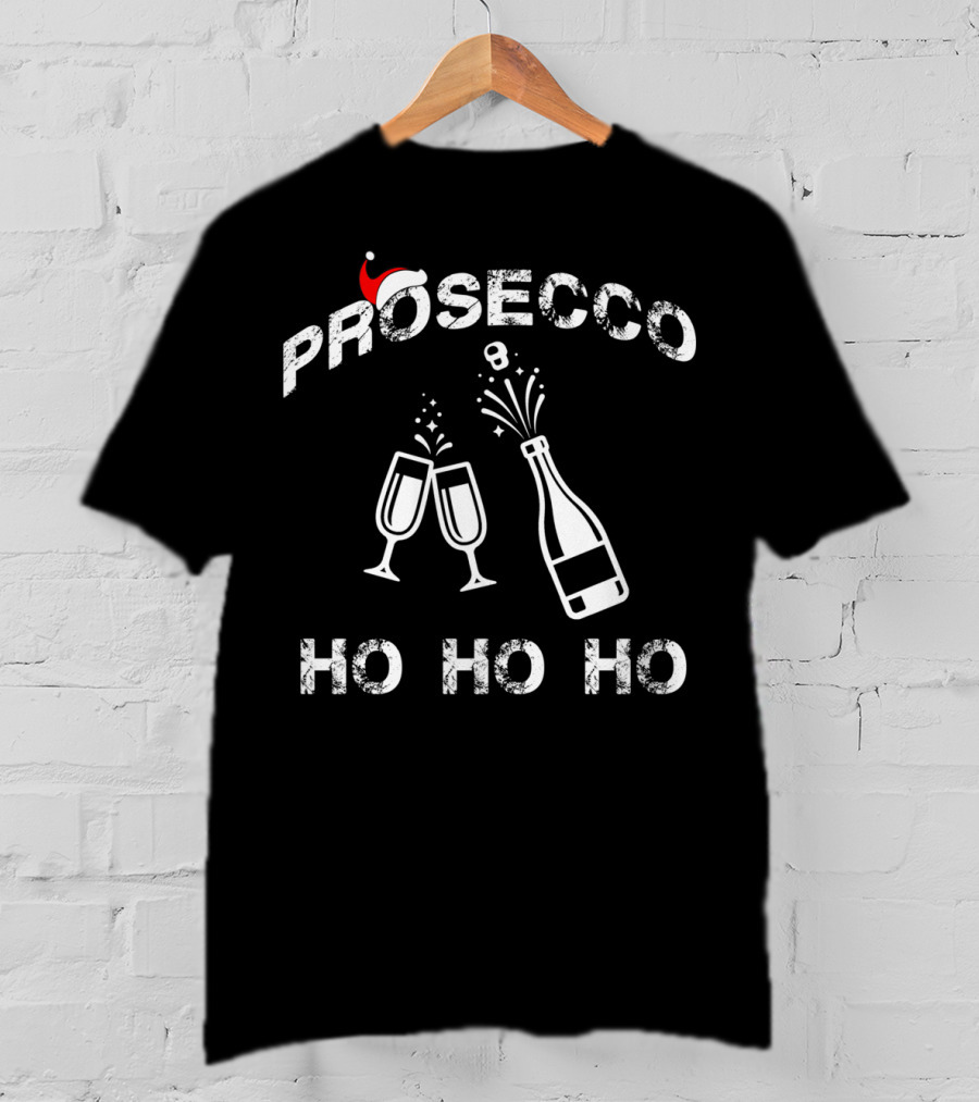 Prosecco Ho Ho Ho Santa Hat Christmas Party T-Shirt