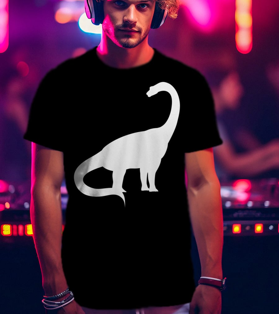 Retro Brachiosaurus Dinosaur Silhouette Classic Minimalist T-Shirt