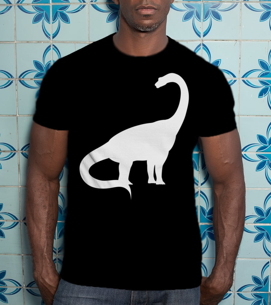 Retro Brachiosaurus Dinosaur Silhouette Classic Minimalist T-Shirt