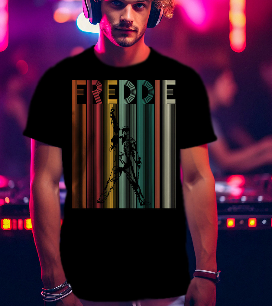 Freddie Mercury Retro Distressed Vintage Line T-Shirt