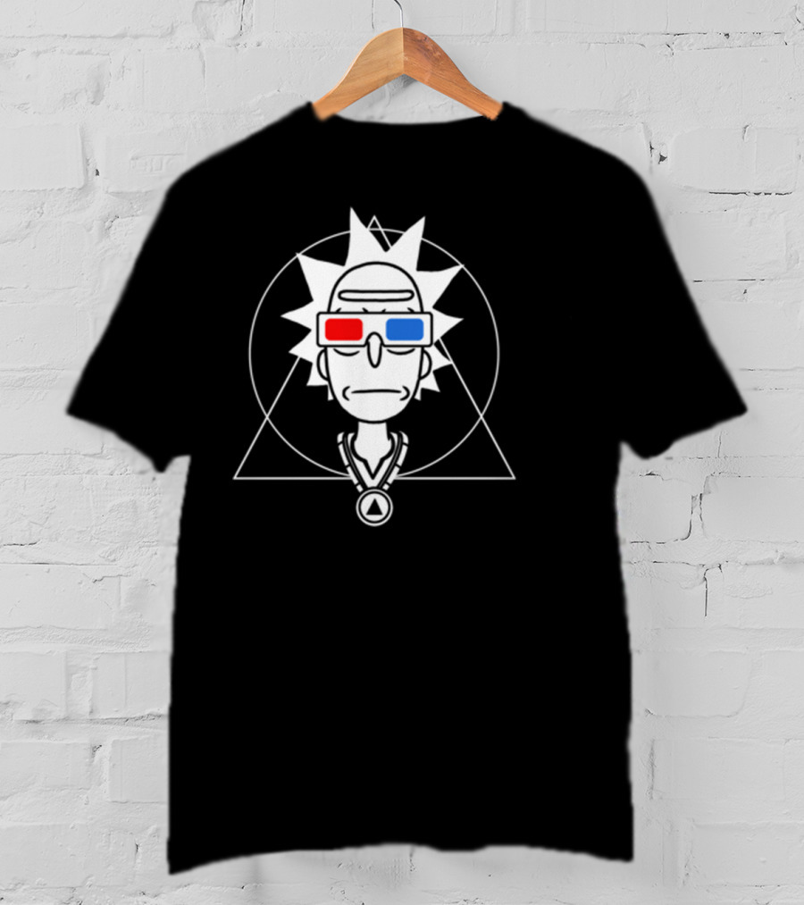Rick And Morty Spiritual Rick 3D Glasses Geometric Line T-Shirt