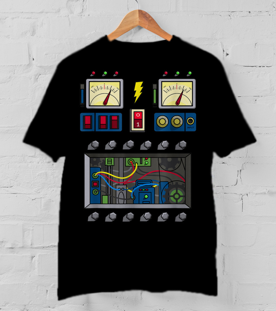 Robot Costume Girls Kids Adults Meter Panels Lightning Bolt Input T-Shirt