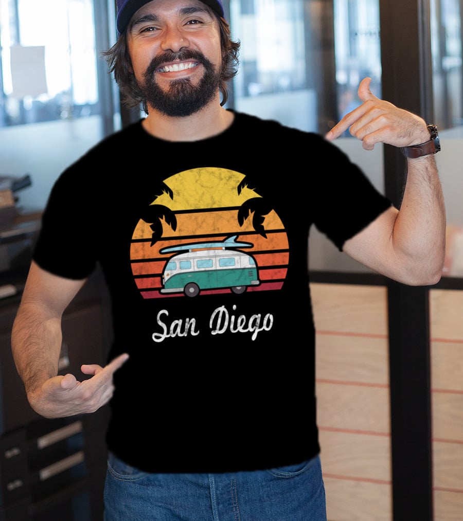 San Diego California Vintage Van Palm Sunset Souvenir T-Shirt