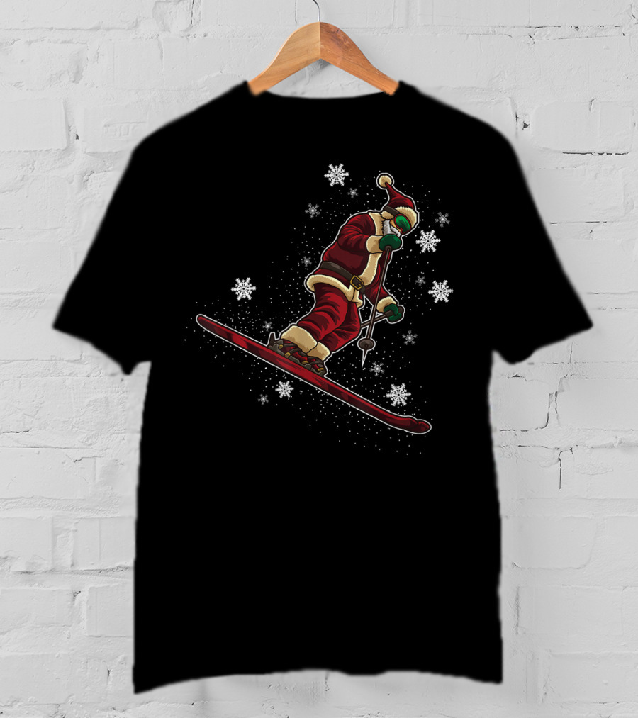Santa Claus Skiing Funny Winter Sports Holiday T-Shirt