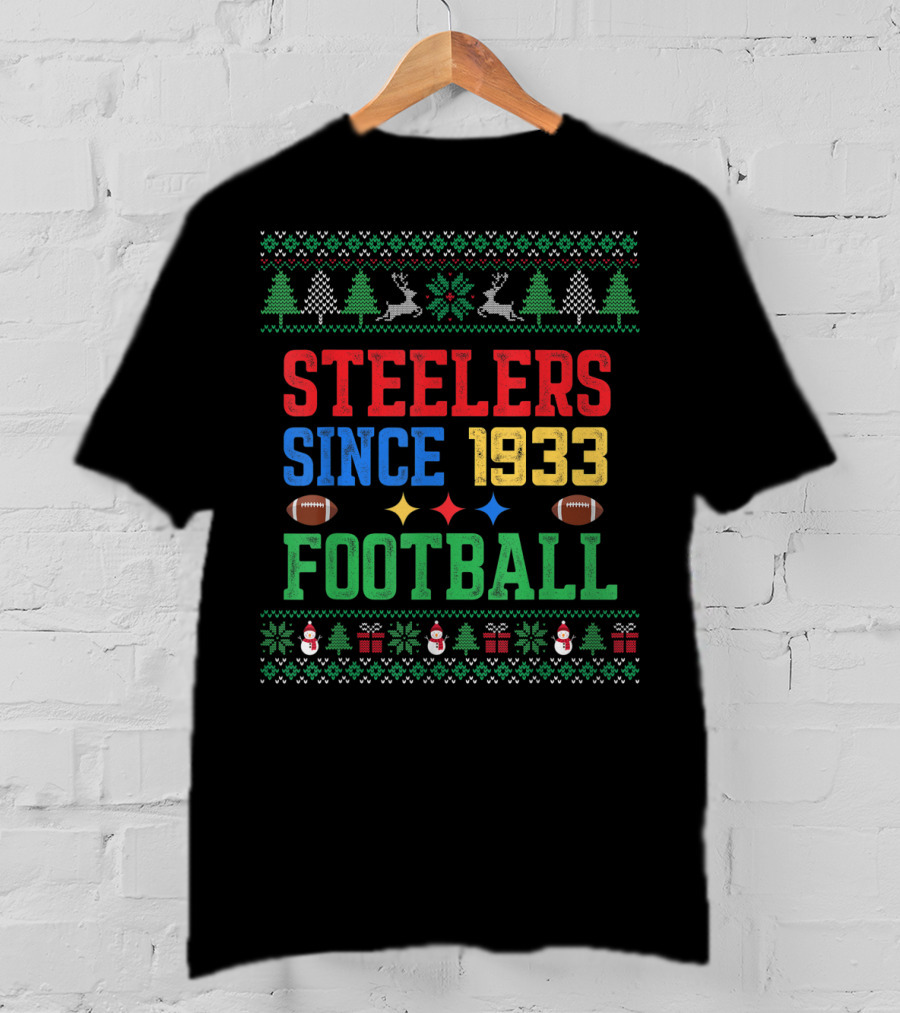 Steelers Ugly Christmas Football Since 1933 T-Shirt