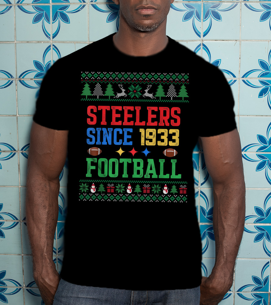 Steelers Ugly Christmas Football Since 1933 T-Shirt