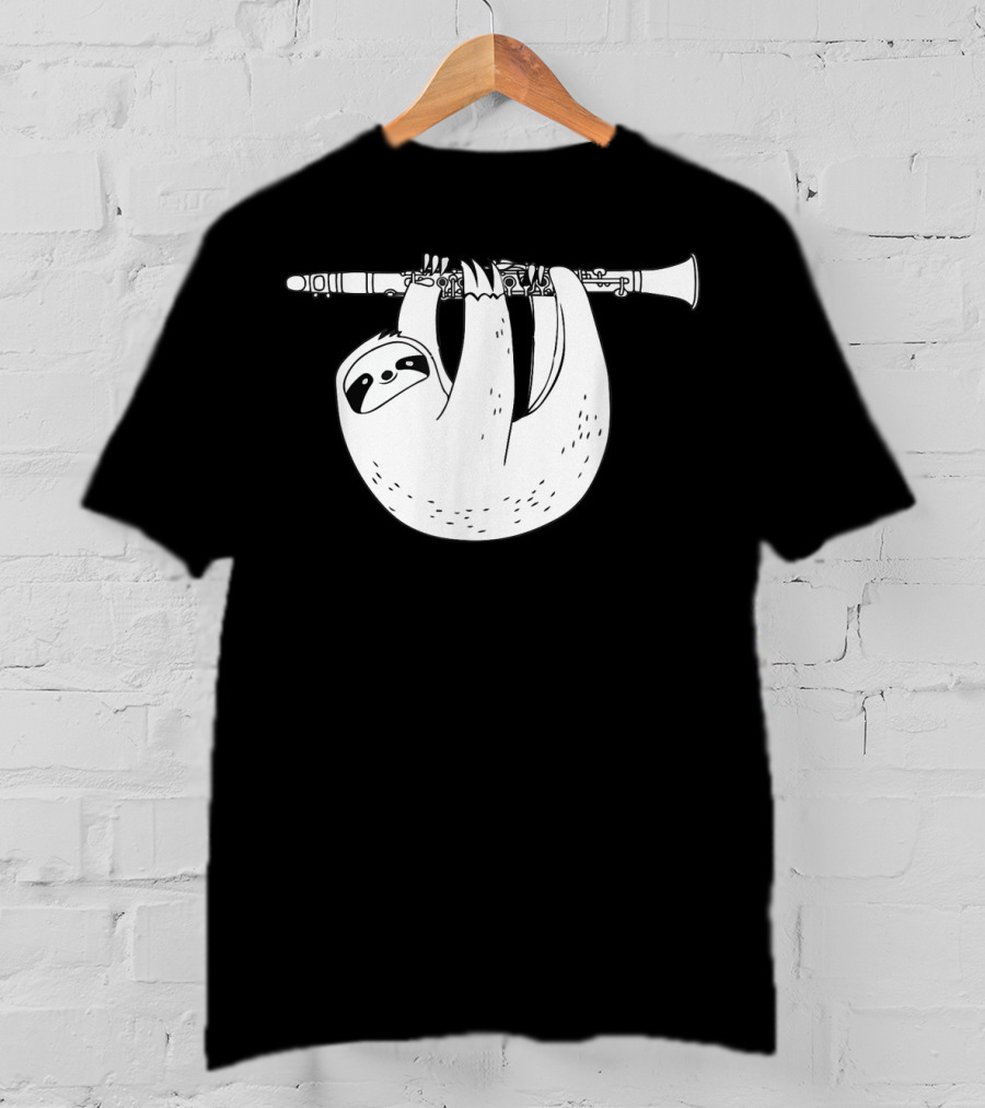 Sloth Hanging On Clarinet T-Shirt