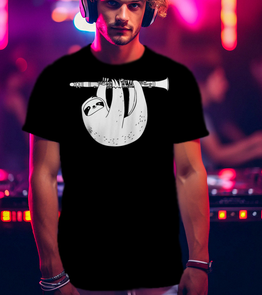 Sloth Hanging On Clarinet T-Shirt