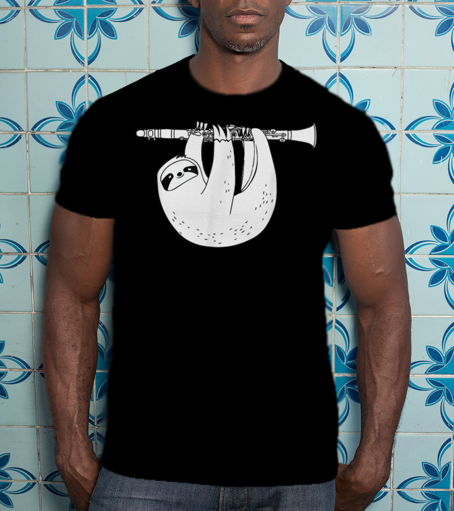 Sloth Hanging On Clarinet T-Shirt