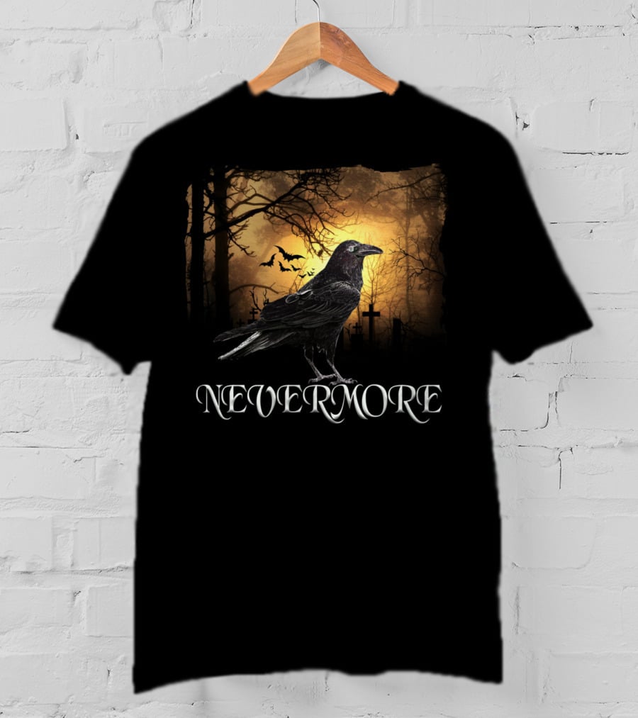 Nevermore Raven Spooky Creepy Edgar Allan Poe T-Shirt