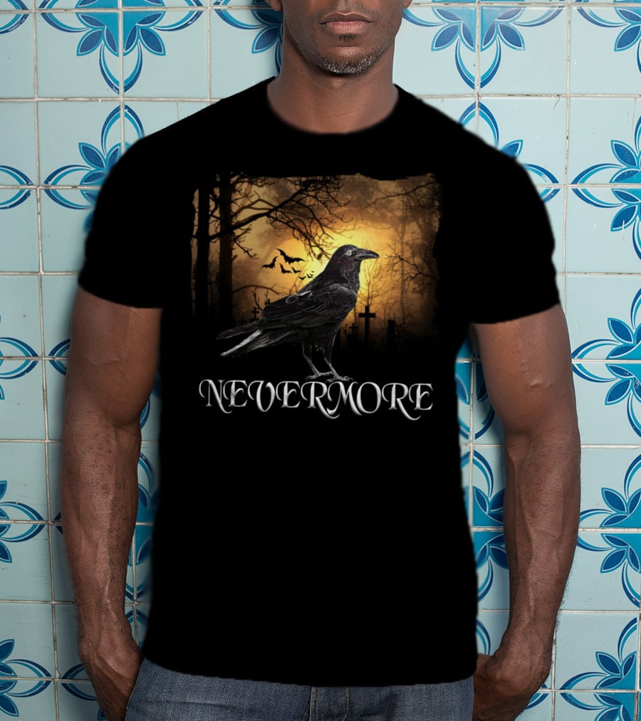 Nevermore Raven Spooky Creepy Edgar Allan Poe T-Shirt
