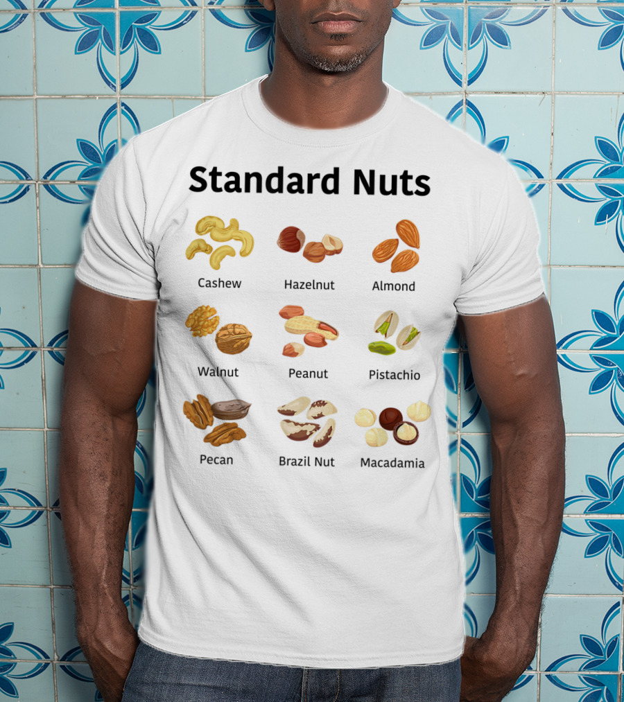 Standard Nuts Youth Cashew Hazelnut Almond Walnut Peanut Pistachio Pecan Brazil Nut Macadamia Lots Of Colors T-Shirt