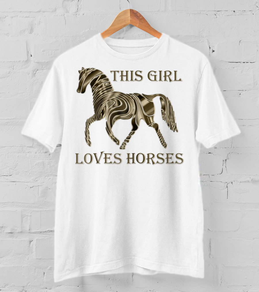 This Girl Loves Horses 3D Metallic Horse T-Shirt