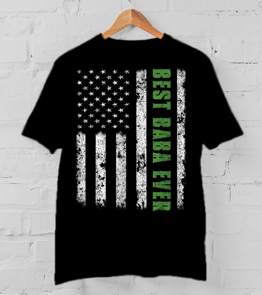 Best Baba Ever American Flag Papa Father USA T-Shirt