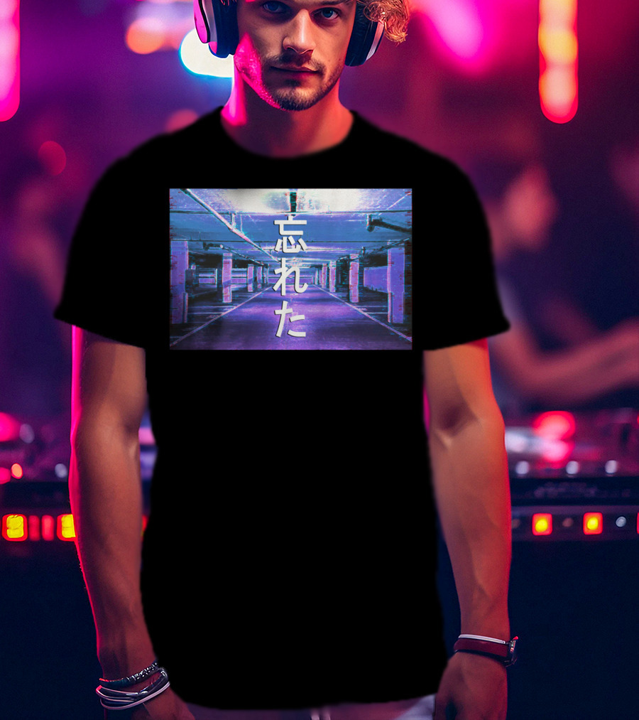 Forgotten Vaporwave Aesthetic Underground Parking Scene Japanese Text T-Shirt
