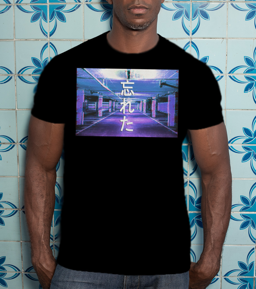 Forgotten Vaporwave Aesthetic Underground Parking Scene Japanese Text T-Shirt