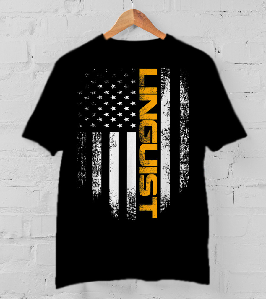 Vintage American USA Flag Linguist Cool T-Shirt