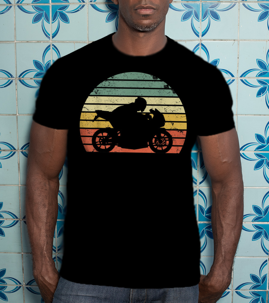 Vintage Biker Motorcycle Retro Sunset T-Shirt