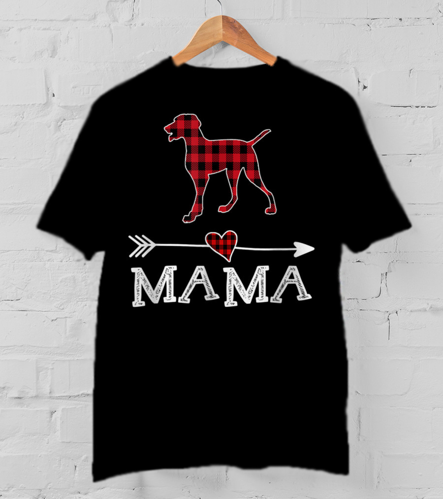 Red Plaid Weimaraner Heart Mama Dog Arrow T-Shirt