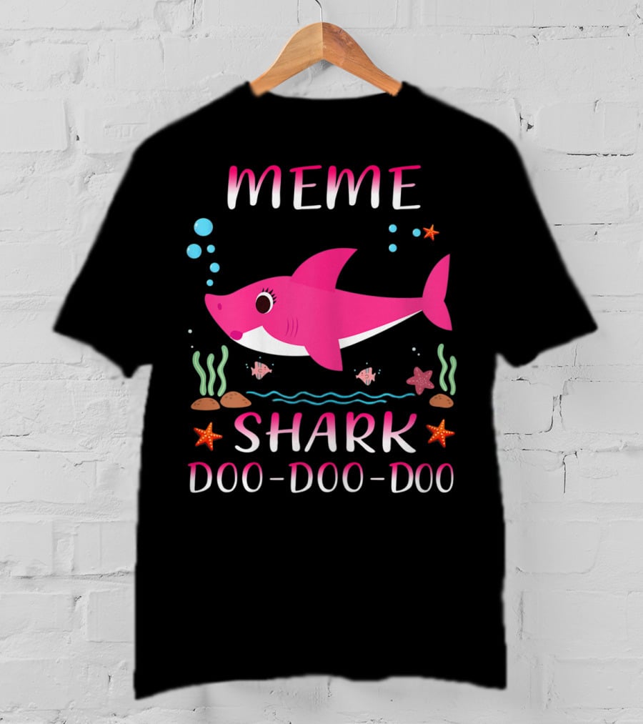 Meme Shark Doo-Doo-Doo Pink Cartoon T-Shirt