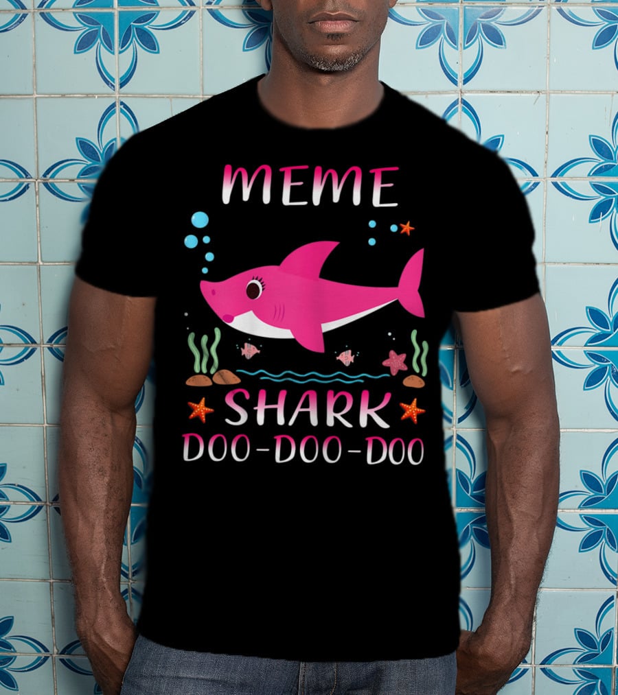 Meme Shark Doo-Doo-Doo Pink Cartoon T-Shirt